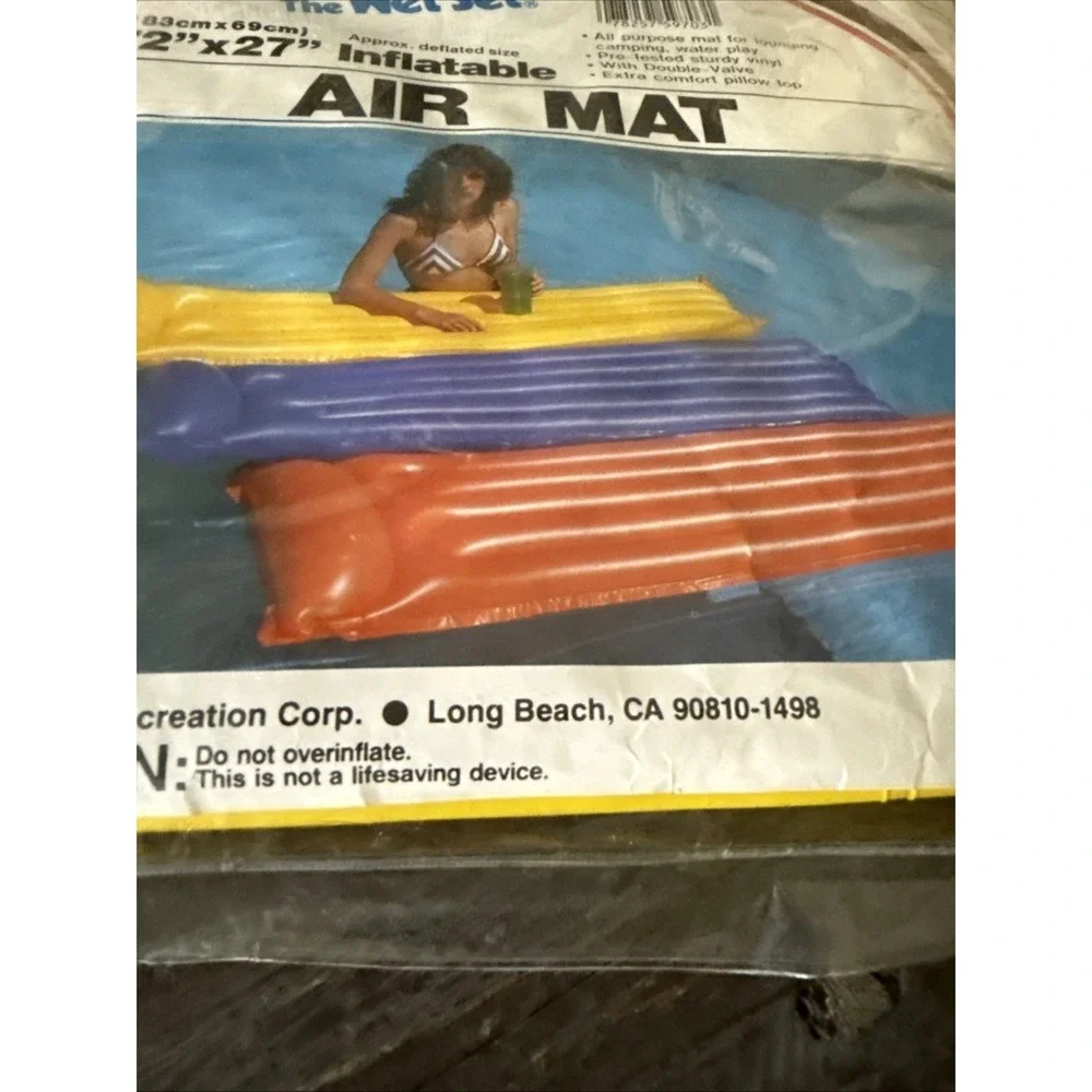 Vtg 1984 Intex The Wet Set Fabric/Vinyl Inflatable Air Mat‎ Float 72